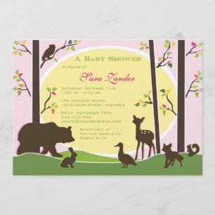Woodland Baby shower Invitation   Meisje Kaart