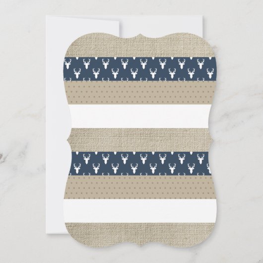 Woodland Baby shower Invitation, Navy, Burlap Kaart (Achterkant)