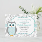 Woodland baby shower Invitation Neutral Mint Grey Kaart (Staand voorkant)