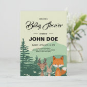 Woodland Baby shower Invitation Sjabloon Kaart (Staand voorkant)