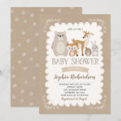 Woodland Baby shower Invitation Whimsical Shower Kaart (Voorkant / Achterkant)
