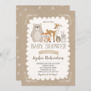 Woodland Baby shower Invitation Whimsical Shower Kaart