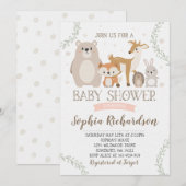 Woodland Baby shower Invitation Whimsical Shower Kaart (Voorkant / Achterkant)