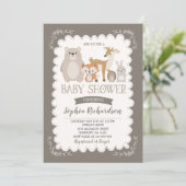 Woodland Baby shower Invitation Whimsical Shower Kaart (Staand voorkant)