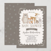 Woodland Baby shower Invitation Whimsical Shower Kaart (Voorkant / Achterkant)
