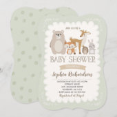Woodland Baby shower Invitation Whimsical Shower Kaart (Voorkant / Achterkant)