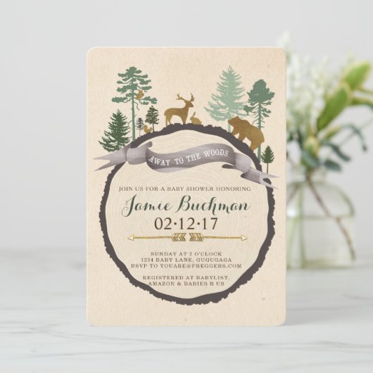 Woodland Baby shower Invite Kaart (Staand voorkant)