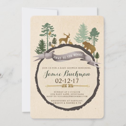 Woodland Baby shower Invite Kaart (Voorkant)
