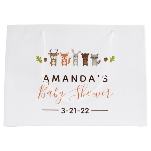 Woodland Baby shower Large Gift Bag Groot Cadeauzakje (Voorkant)