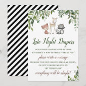 Woodland Baby shower - Late Night Luiers Spel Kaart (Voorkant / Achterkant)