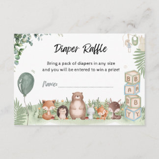 Woodland Baby Shower Luier Raffle Insteekkaart Informatiekaartje
