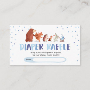 Woodland Baby shower Luier Raffle Kaart Boy Blue