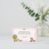 Woodland Baby shower Luier Raffle ticket roze Informatiekaartje (Staand voorkant)