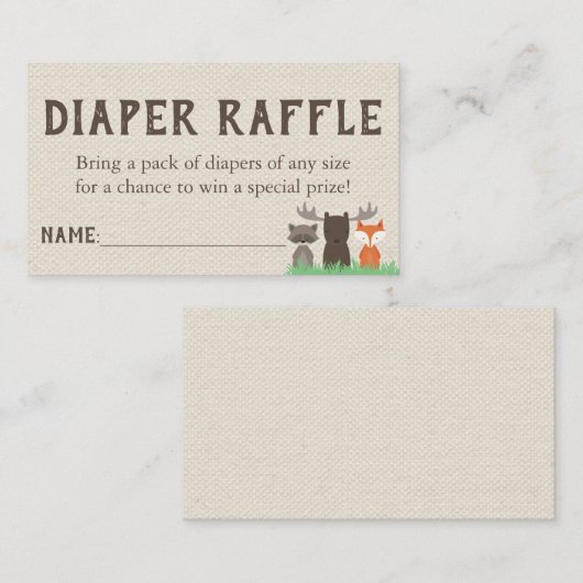 Woodland Baby shower Luier Raffle Tickets Informatiekaartje (Voorkant / Achterkant)