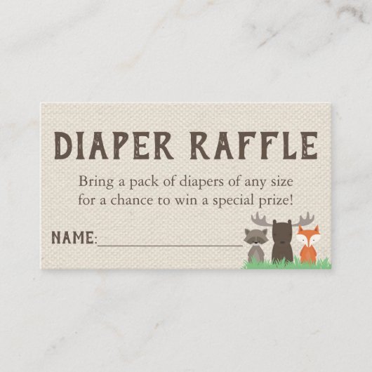 Woodland Baby shower Luier Raffle Tickets Informatiekaartje (Voorkant)