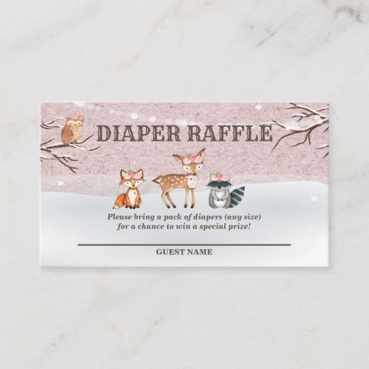 Woodland Baby shower Luier Raffle Tickets Informatiekaartje (Voorkant)