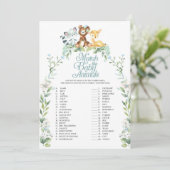 Woodland Baby shower Match Het Baby Dieren Spel Kaart (Staand voorkant)