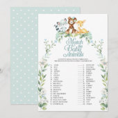 Woodland Baby shower Match Het Baby Dieren Spel Kaart (Voorkant / Achterkant)