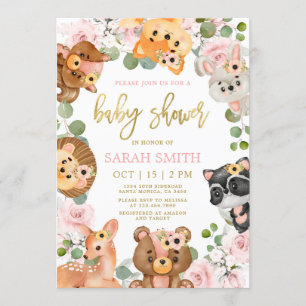 Woodland Baby shower meisje Kaart