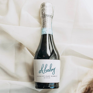 Woodland Baby shower Mini Mousserende Wijn Label Sparkling Wijnetiket