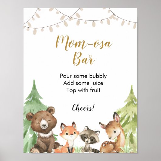 Woodland Baby shower Momosa Bar Poster (Voorkant)