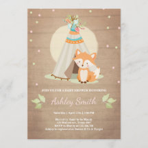 Woodland baby shower nodig Fox teepee roze meisje
