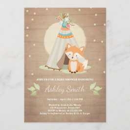 Woodland baby shower nodig Fox teepee roze meisje Kaart