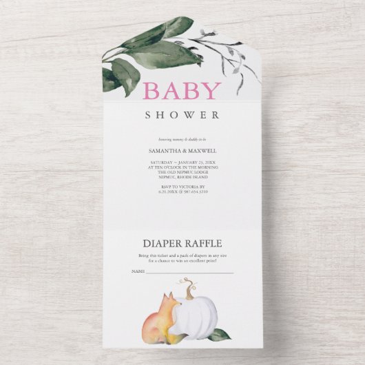 Woodland Baby shower nodigt uit All In One Uitnodiging (Binnen)