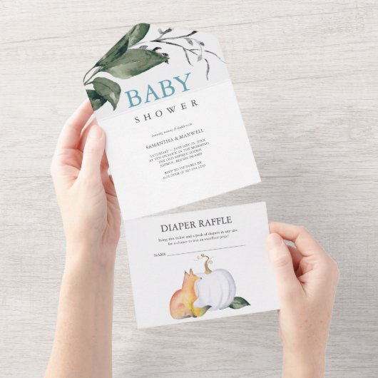 Woodland Baby shower nodigt uit All In One Uitnodiging (Afscheurbaar)