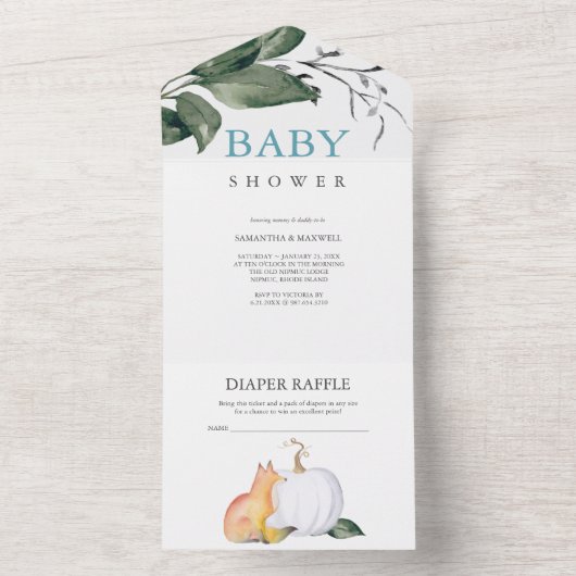 Woodland Baby shower nodigt uit All In One Uitnodiging (Binnen)