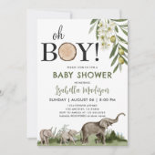 Woodland Baby shower Oh Boy Waterverf Kaart (Voorkant)