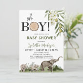 Woodland Baby shower Oh Boy Waterverf Kaart (Staand voorkant)