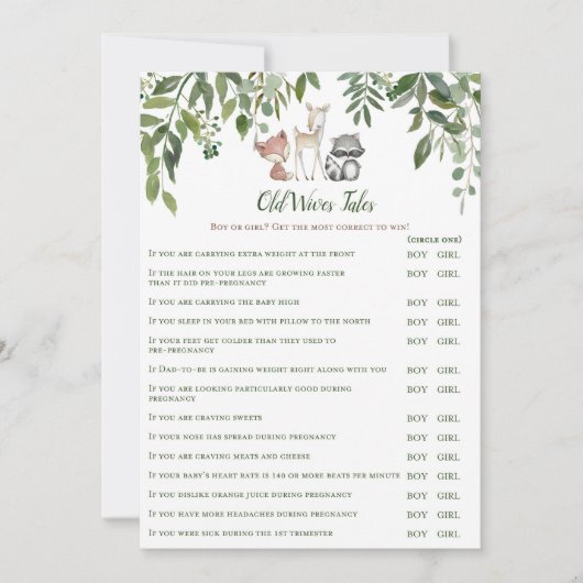 Woodland Baby shower Old Wives Tale Kaart (Voorkant)