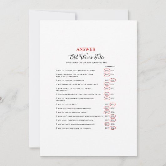 Woodland Baby shower Old Wives Tale Kaart (Achterkant)