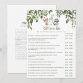 Woodland Baby shower Old Wives Tale Kaart (Voorkant / Achterkant)