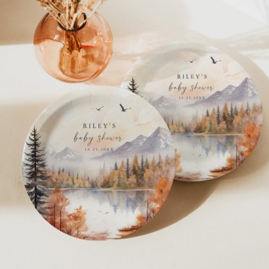 Woodland Baby shower Papier Bord Rustieke Herfst J