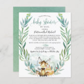 Woodland Baby shower per postbudget uitnodiging (Voorkant / Achterkant)