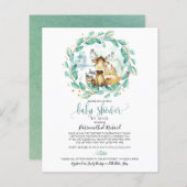 Woodland Baby shower per postbudget uitnodiging (Voorkant / Achterkant)