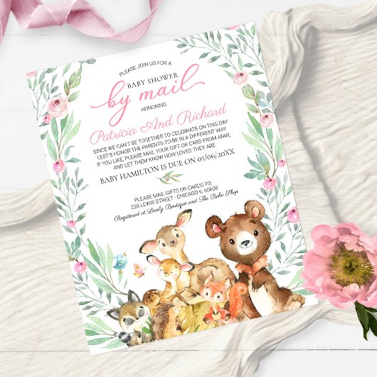Woodland Baby shower per postbudget uitnodiging
