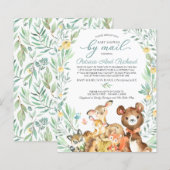 Woodland Baby shower per postbudget uitnodiging (Voorkant / Achterkant)