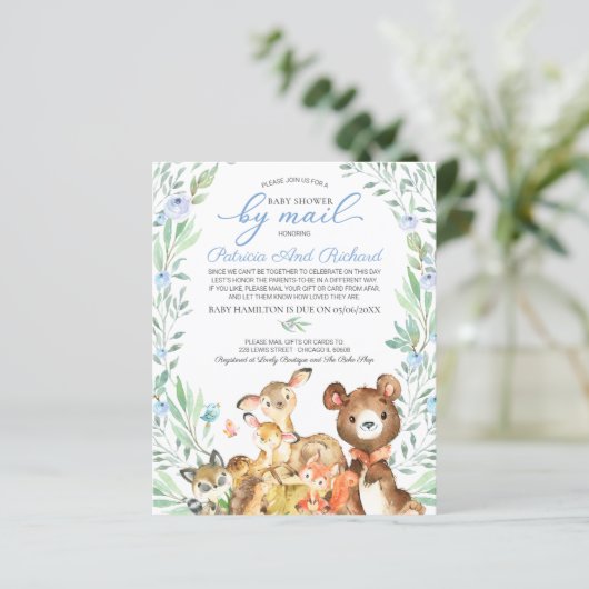 Woodland Baby shower per postbudget uitnodiging (Staand voorkant)