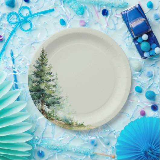 Woodland Baby Shower Plate • Sage Forest Design Papieren Bordje (Feest)