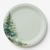 Woodland Baby Shower Plate • Sage Forest Design Papieren Bordje (Voorkant)