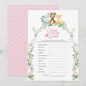 Woodland Baby shower Price Game Kaart (Voorkant / Achterkant)