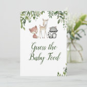 Woodland Baby shower - Raad de Baby Food Game Kaart (Staand voorkant)