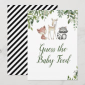 Woodland Baby shower - Raad de Baby Food Game Kaart (Voorkant / Achterkant)