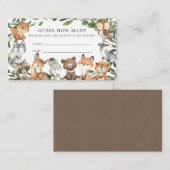 Woodland Baby shower Raad eens hoeveel kaart (Voorkant / Achterkant)