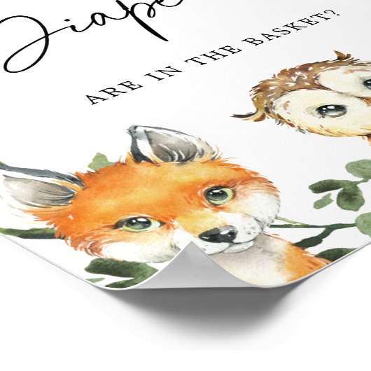 Woodland Baby shower Raad eens hoeveel luiers zich Poster (Hoek)