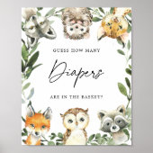 Woodland Baby shower Raad eens hoeveel luiers zich Poster (Voorkant)