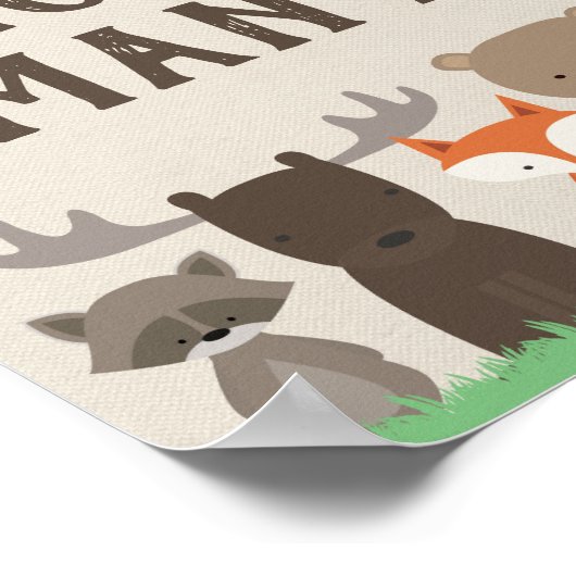 Woodland Baby shower Raad eens hoeveel spelcode Poster (Hoek)